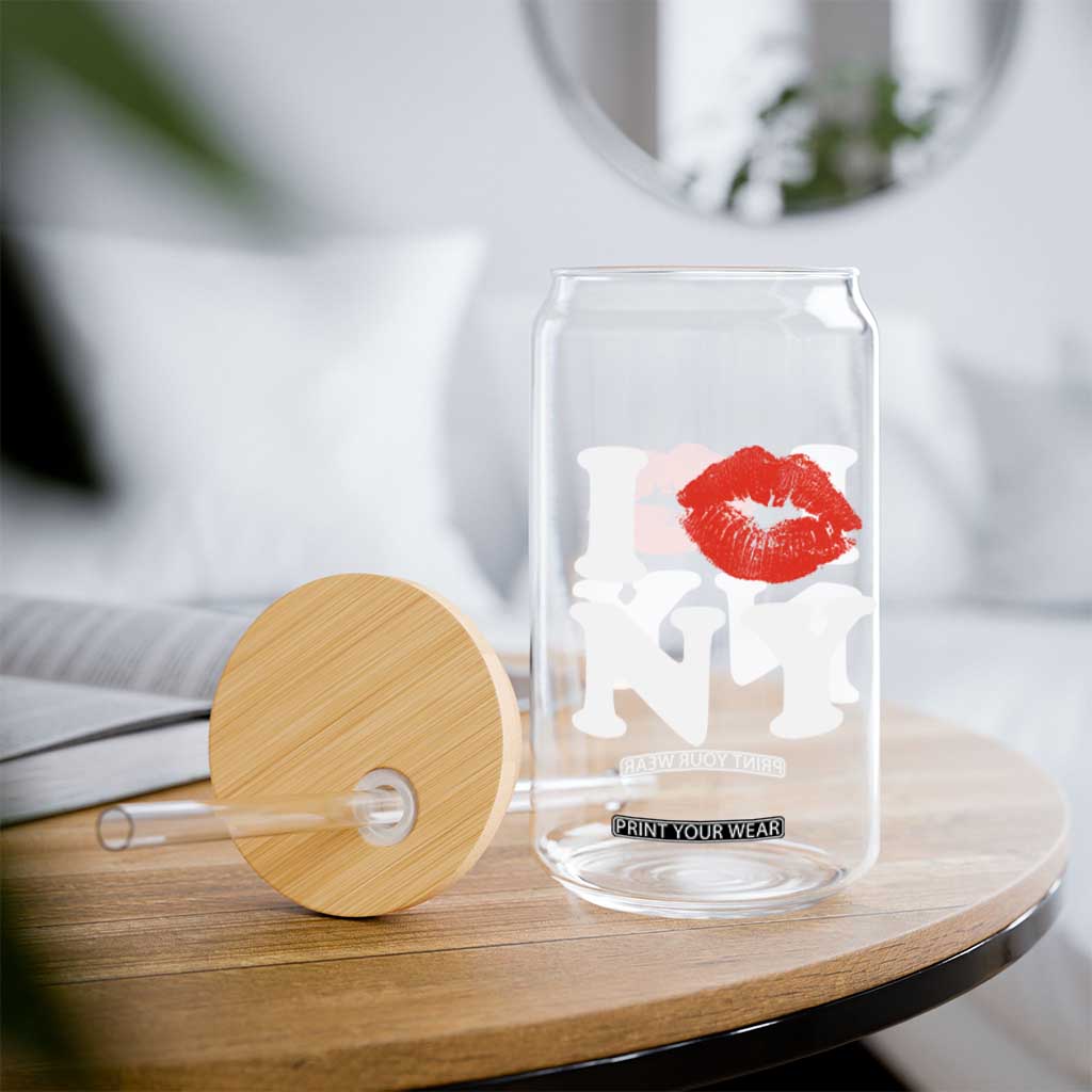 I Love NY Glass Can Sexy Lips Red Lipstick Kiss New York Lover Travel Gift TS10 Print Your Wear