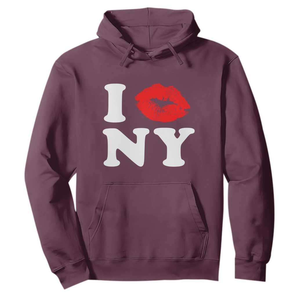 I Love NY Hoodie Sexy Lips Red Lipstick Kiss New York Lover Travel Gift TS10 Maroon Print Your Wear