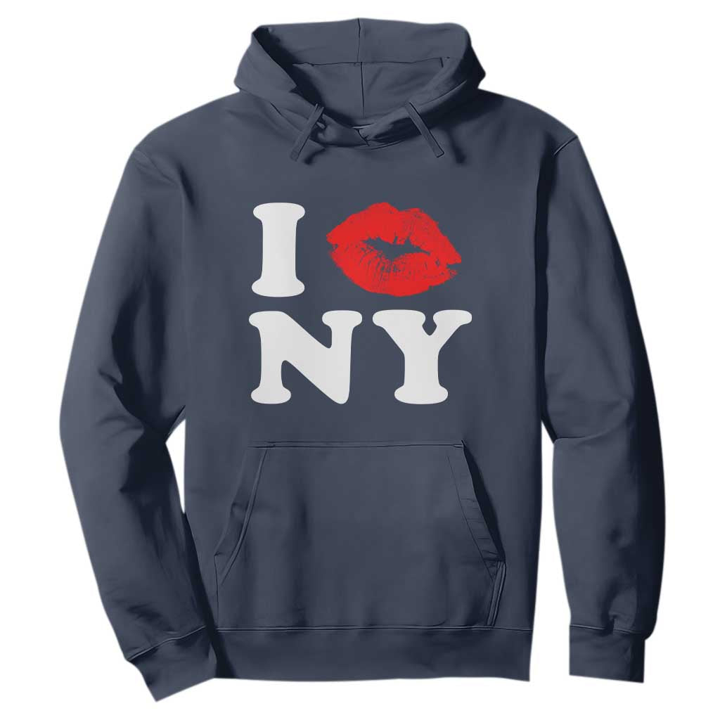 I Love NY Hoodie Sexy Lips Red Lipstick Kiss New York Lover Travel Gift TS10 Navy Print Your Wear