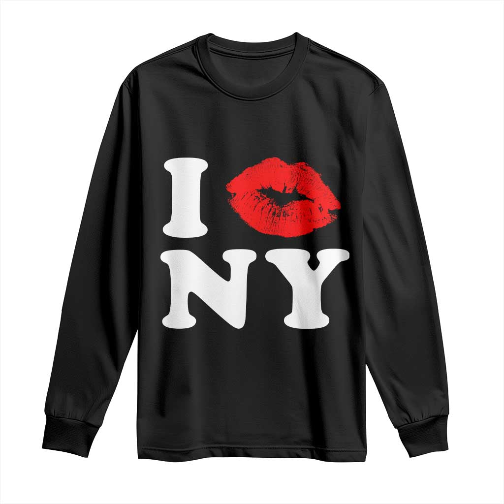 I Love NY Long Sleeve Shirt Sexy Lips Red Lipstick Kiss New York Lover Travel Gift TS10 Black Print Your Wear