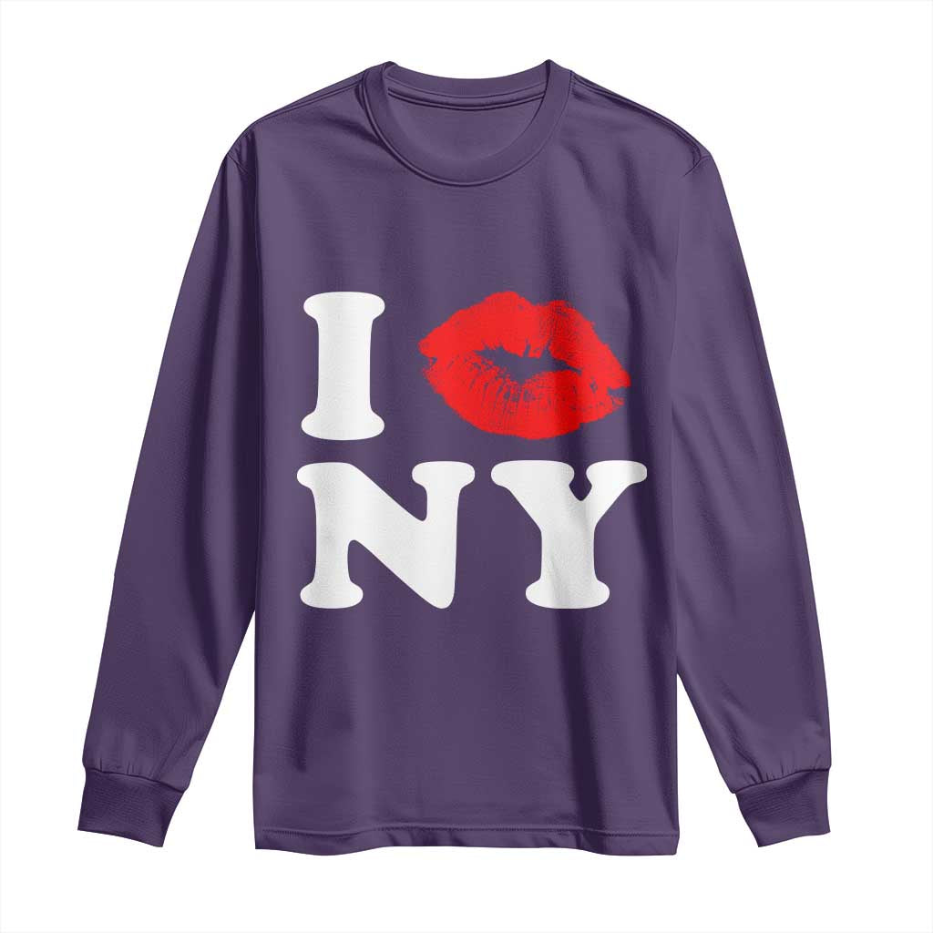 I Love NY Long Sleeve Shirt Sexy Lips Red Lipstick Kiss New York Lover Travel Gift TS10 Purple Print Your Wear