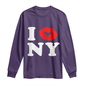 I Love NY Long Sleeve Shirt Sexy Lips Red Lipstick Kiss New York Lover Travel Gift TS10 Purple Print Your Wear