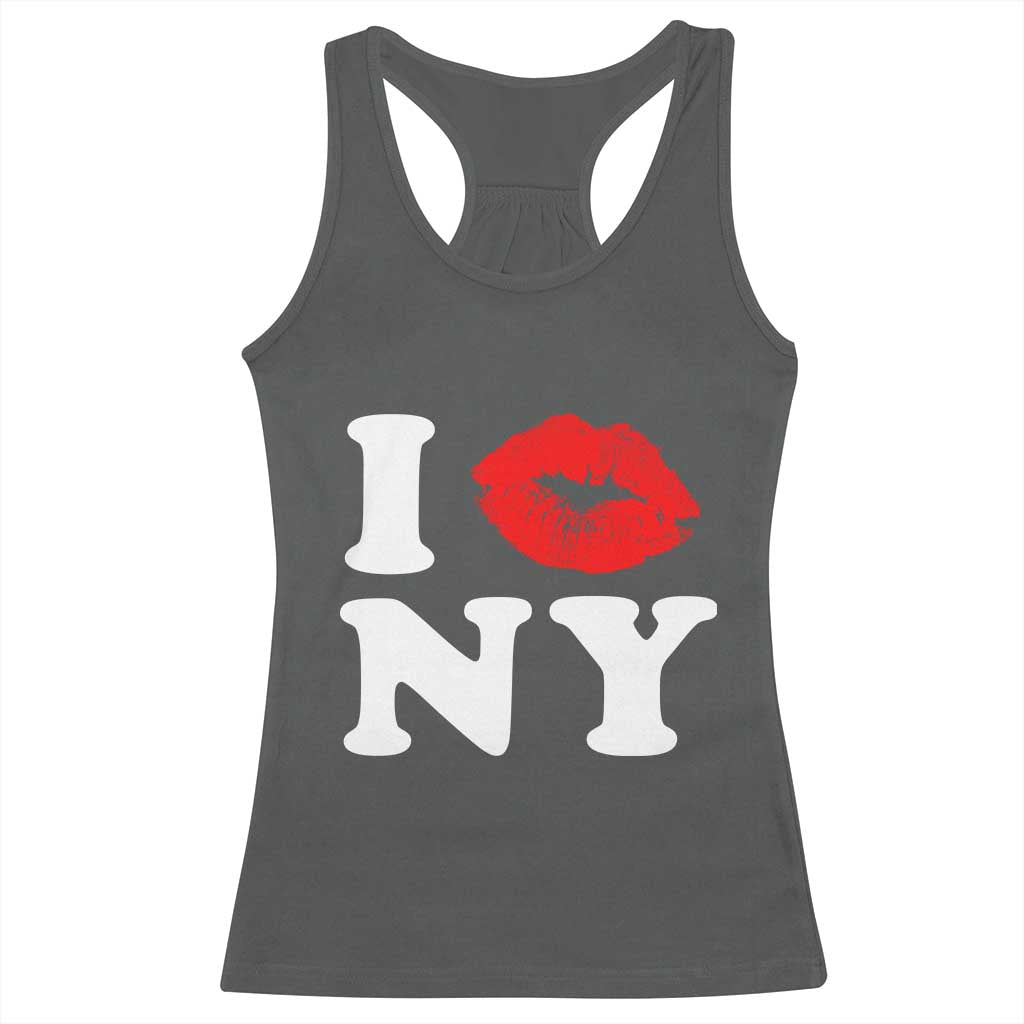 I Love NY Racerback Tank Top Sexy Lips Red Lipstick Kiss New York Lover Travel Gift TS10 Dark Heather Print Your Wear