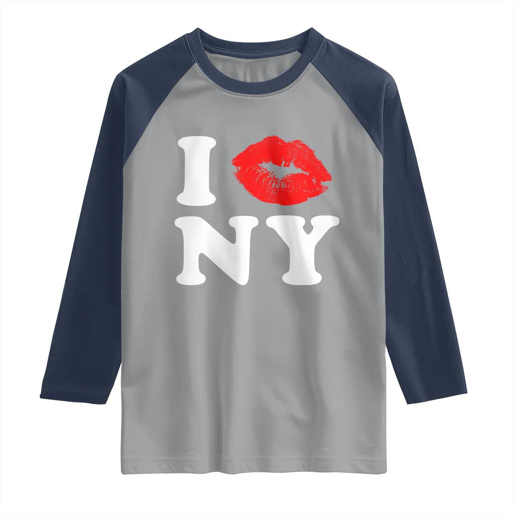 I Love NY Raglan Shirt Sexy Lips Red Lipstick Kiss New York Lover Travel Gift TS10 Sport Gray Navy Print Your Wear