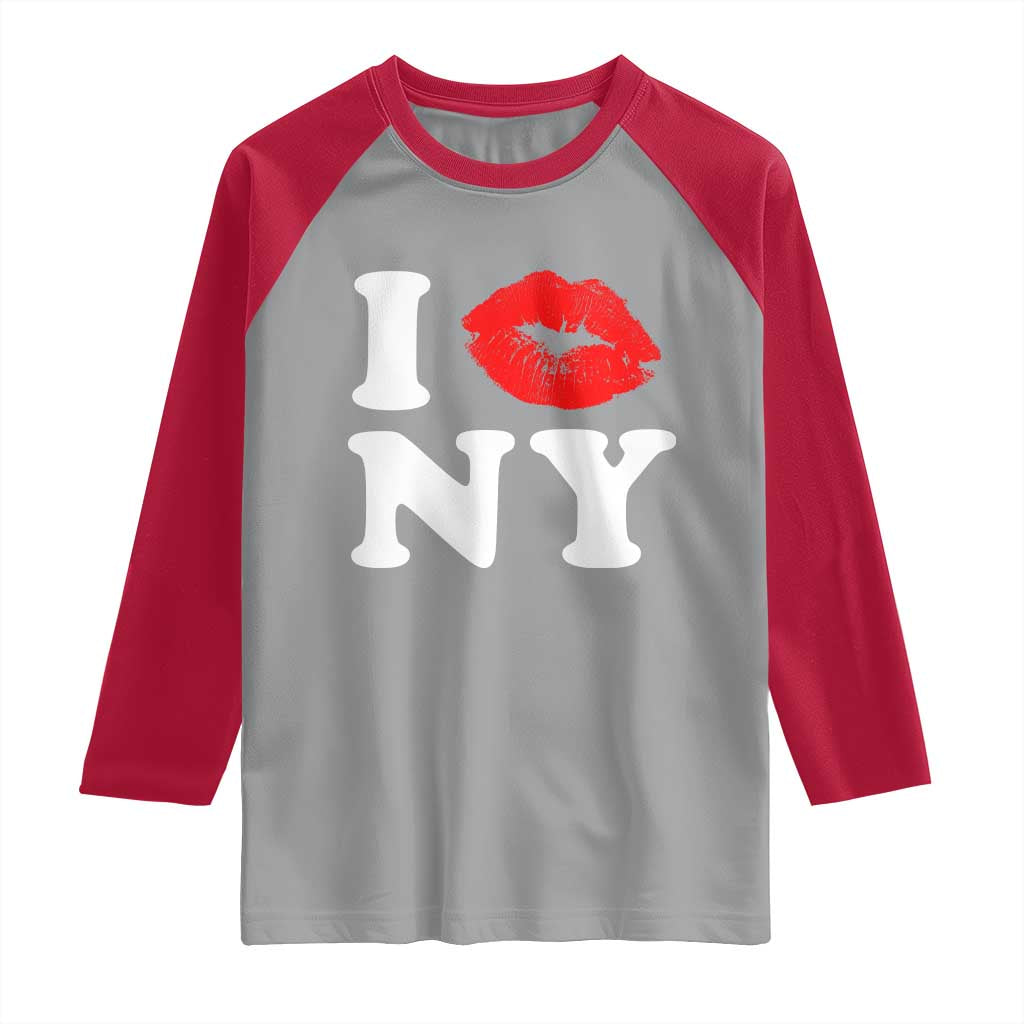 I Love NY Raglan Shirt Sexy Lips Red Lipstick Kiss New York Lover Travel Gift TS10 Sport Gray Red Print Your Wear