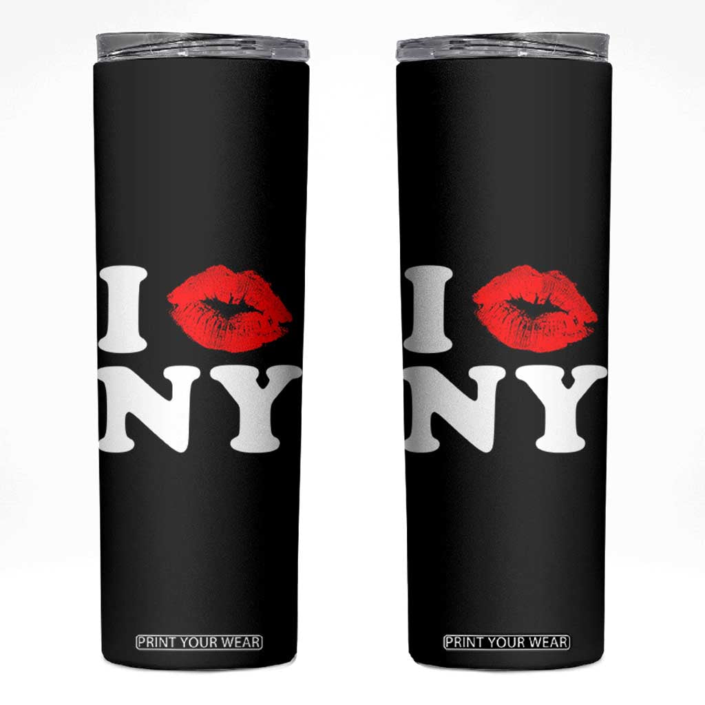 I Love NY Skinny Tumbler Sexy Lips Red Lipstick Kiss New York Lover Travel Gift TS10 Black Print Your Wear