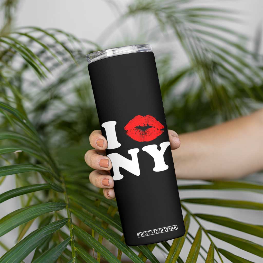 I Love NY Skinny Tumbler Sexy Lips Red Lipstick Kiss New York Lover Travel Gift TS10 Print Your Wear