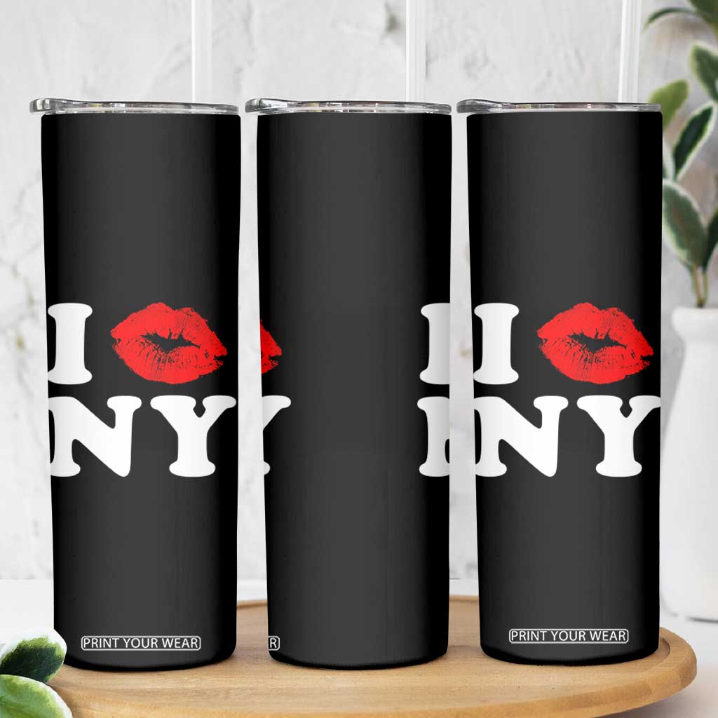 I Love NY Skinny Tumbler Sexy Lips Red Lipstick Kiss New York Lover Travel Gift TS10 Print Your Wear