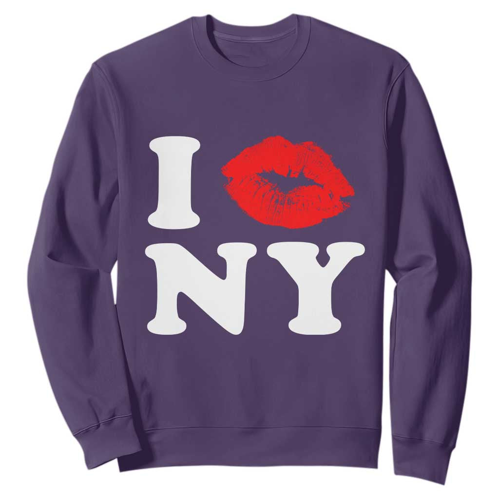I Love NY Sweatshirt Sexy Lips Red Lipstick Kiss New York Lover Travel Gift TS10 Purple Print Your Wear