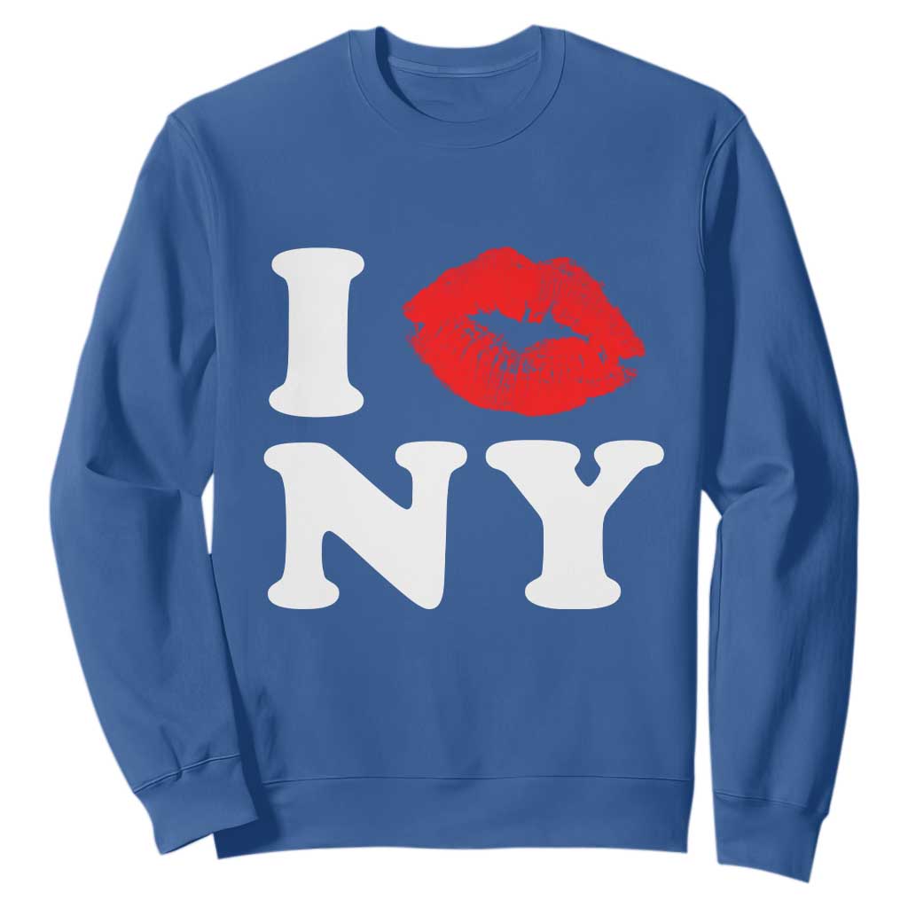 I Love NY Sweatshirt Sexy Lips Red Lipstick Kiss New York Lover Travel Gift TS10 Royal Blue Print Your Wear