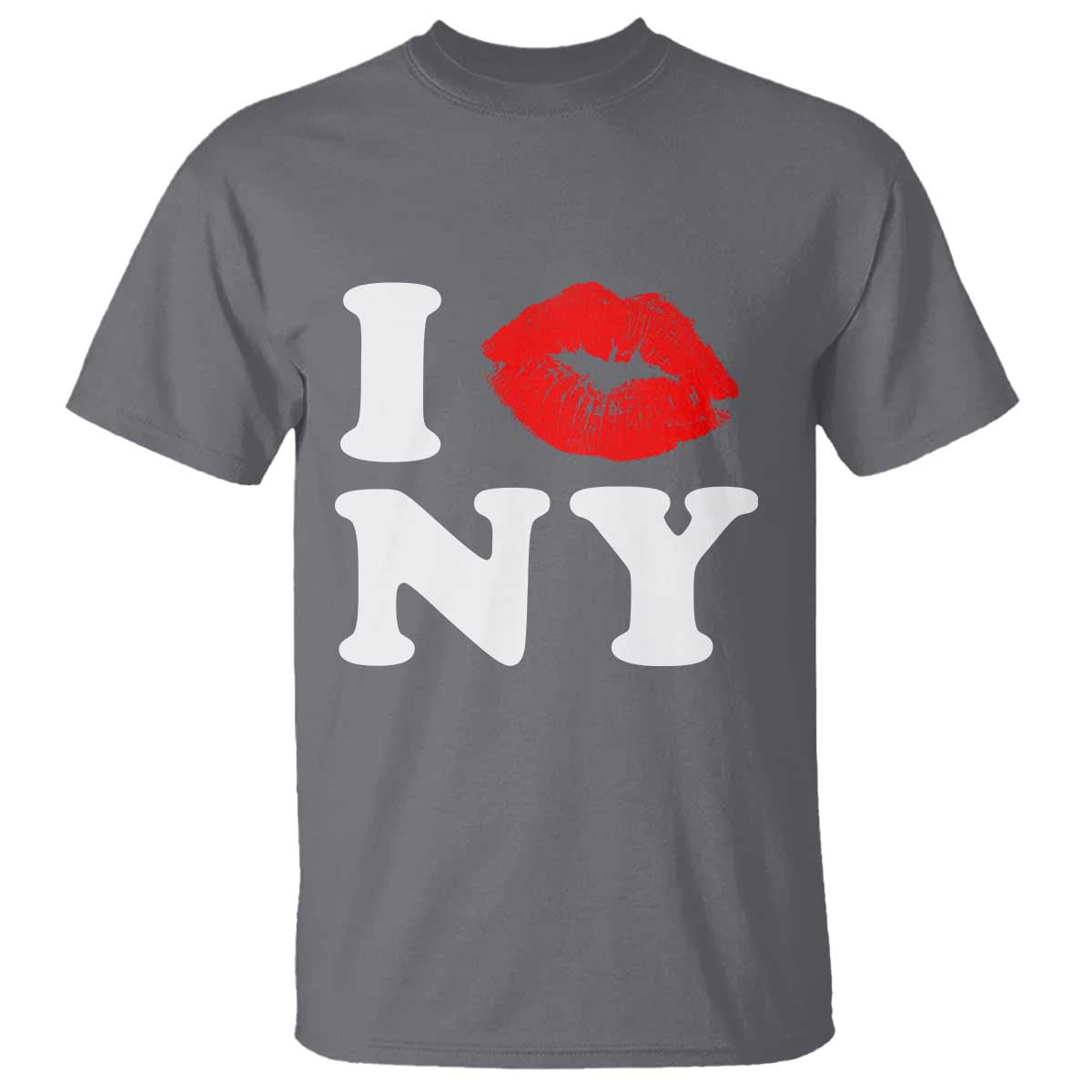 I Love NY T Shirt Sexy Lips Red Lipstick Kiss New York Lover Travel Gift TS10 Charcoal Print Your Wear