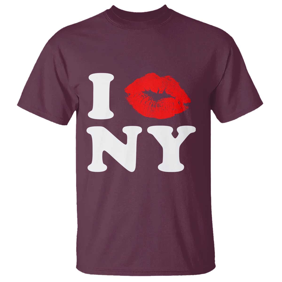 I Love NY T Shirt Sexy Lips Red Lipstick Kiss New York Lover Travel Gift TS10 Maroon Print Your Wear
