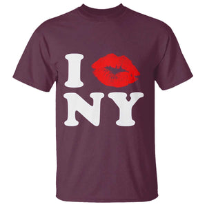I Love NY T Shirt Sexy Lips Red Lipstick Kiss New York Lover Travel Gift TS10 Maroon Print Your Wear