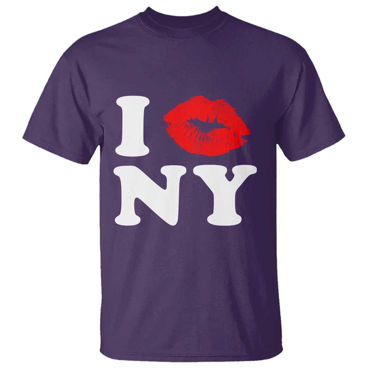 I Love NY T Shirt Sexy Lips Red Lipstick Kiss New York Lover Travel Gift TS10 Purple Print Your Wear