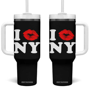 I Love NY Tumbler With Handle Sexy Lips Red Lipstick Kiss New York Lover Travel Gift TS10 One Size: 40 oz Black Print Your Wear