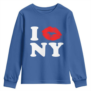 I Love NY Youth Sweatshirt Sexy Lips Red Lipstick Kiss New York Lover Travel Gift TS10 Royal Blue Print Your Wear