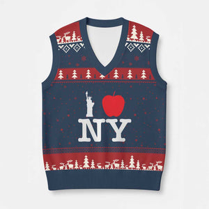 I Love NY V-Neck Knit Sweater Vest New York Lover Travel Gift TS10 Navy Red Print Your Wear