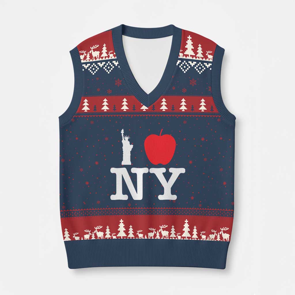 I Love NY V-Neck Knit Sweater Vest New York Lover Travel Gift TS10 Navy Red Print Your Wear