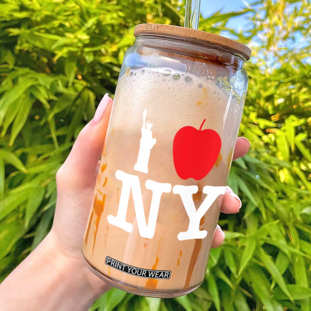 I Love NY Glass Can New York Lover Travel Gift TS10 Black Print Your Wear