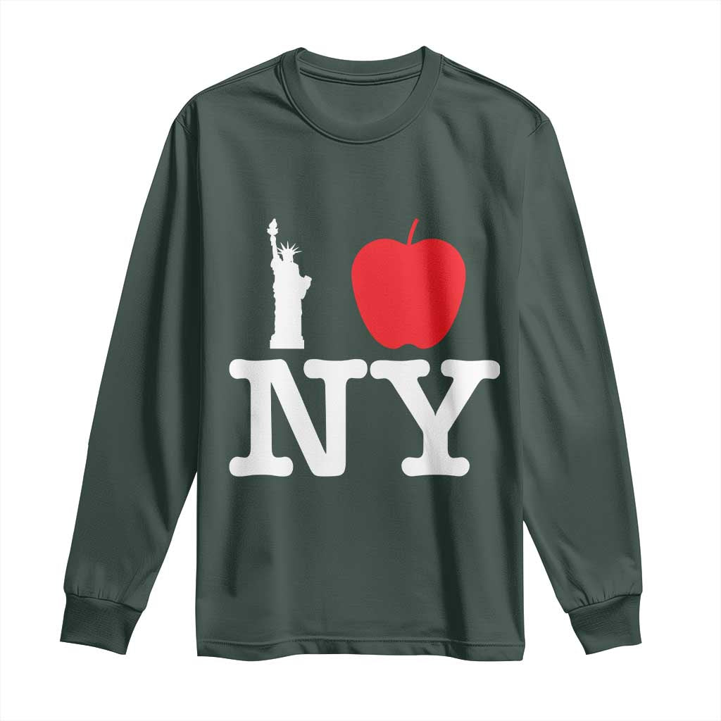 I Love NY Long Sleeve Shirt New York Lover Travel Gift TS10 Dark Forest Green Print Your Wear