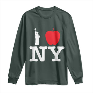 I Love NY Long Sleeve Shirt New York Lover Travel Gift TS10 Dark Forest Green Print Your Wear