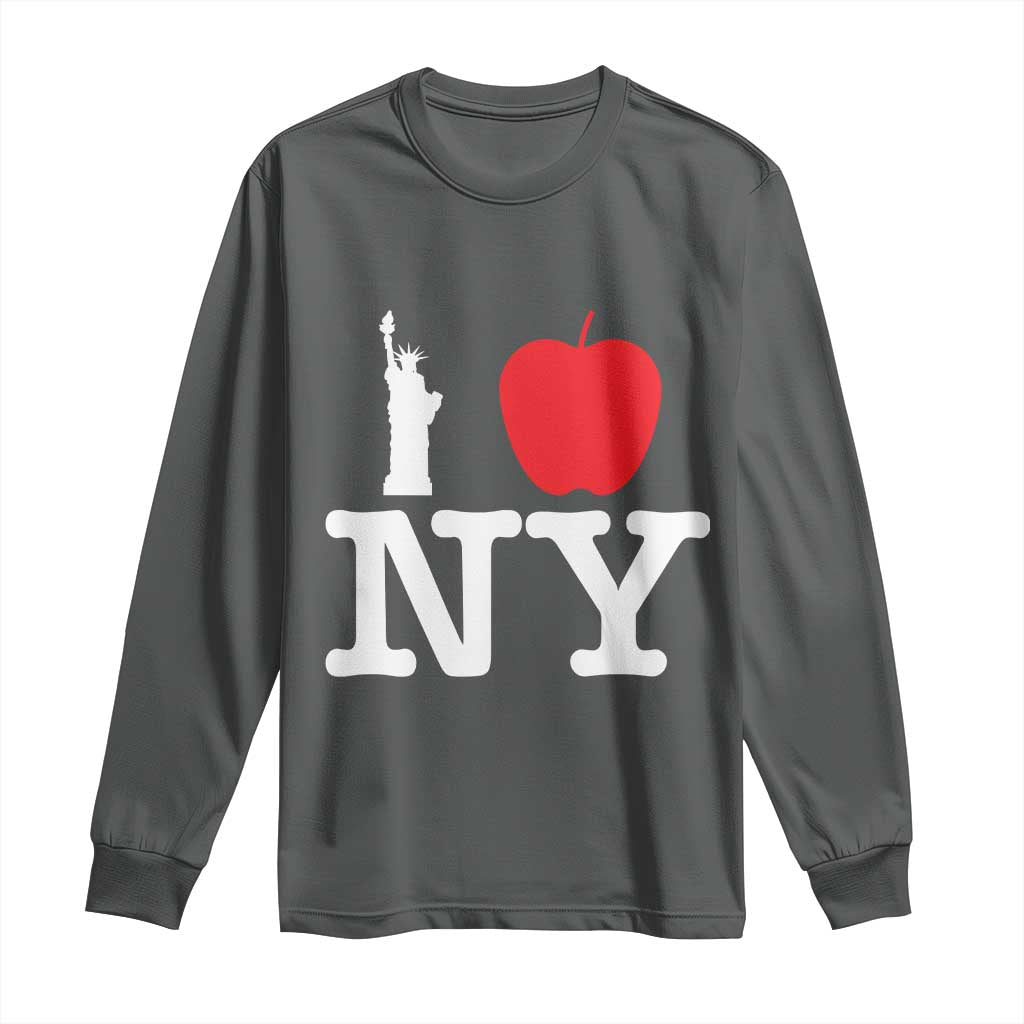 I Love NY Long Sleeve Shirt New York Lover Travel Gift TS10 Dark Heather Print Your Wear