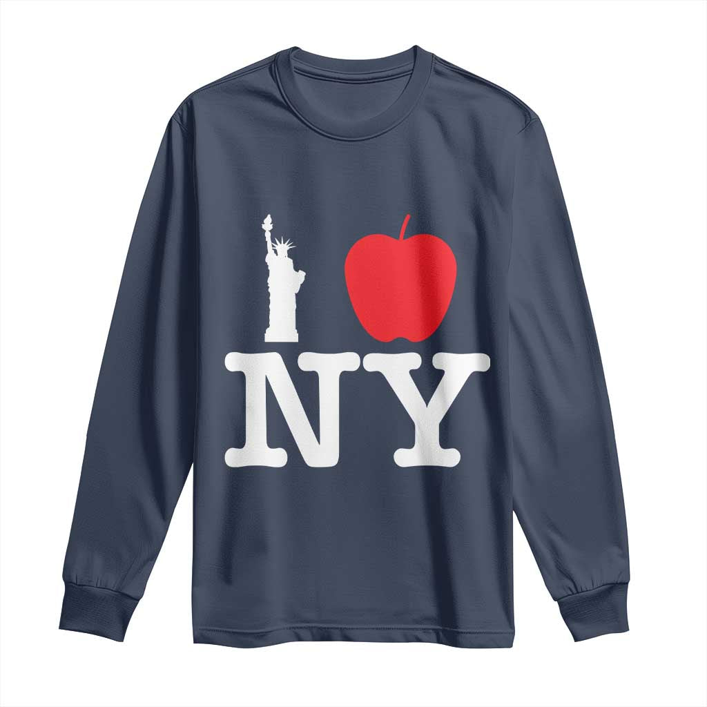 I Love NY Long Sleeve Shirt New York Lover Travel Gift TS10 Navy Print Your Wear