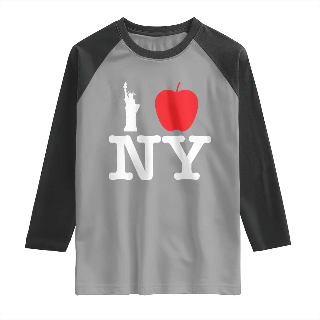 I Love NY Raglan Shirt New York Lover Travel Gift TS10 Sport Gray Black Print Your Wear