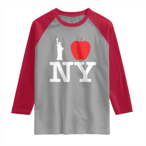 I Love NY Raglan Shirt New York Lover Travel Gift TS10 Sport Gray Red Print Your Wear