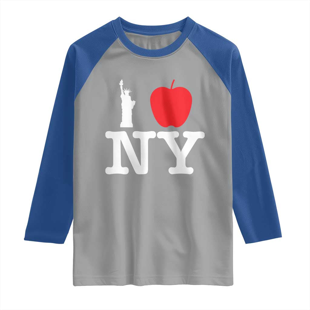I Love NY Raglan Shirt New York Lover Travel Gift TS10 Sport Gray Royal Print Your Wear