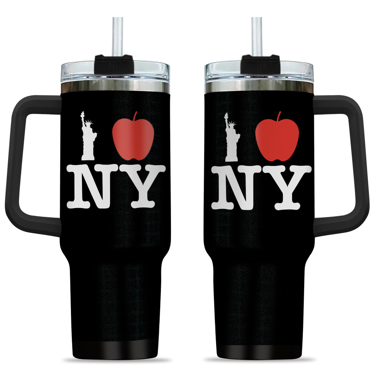 I Love NY Tumbler With Black Handle New York Lover Travel Gift TS10 One Size: 40 oz Black Print Your Wear
