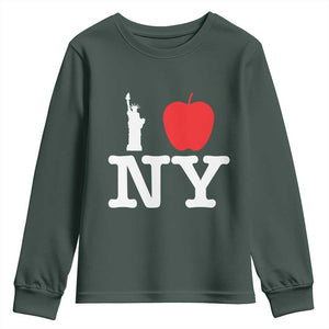 I Love NY Youth Sweatshirt New York Lover Travel Gift TS10 Dark Forest Green Print Your Wear
