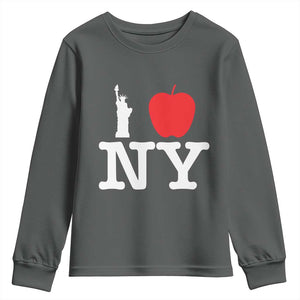 I Love NY Youth Sweatshirt New York Lover Travel Gift TS10 Dark Heather Print Your Wear