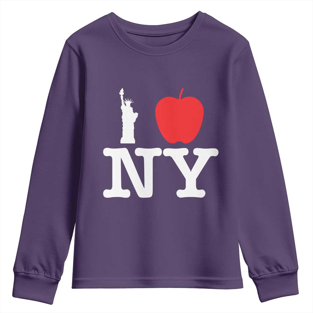 I Love NY Youth Sweatshirt New York Lover Travel Gift TS10 Purple Print Your Wear