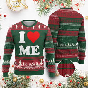I Love Me Ugly Christmas Sweater Funny Self Love Heart Positive Vibes TS10 Red Green Print Your Wear