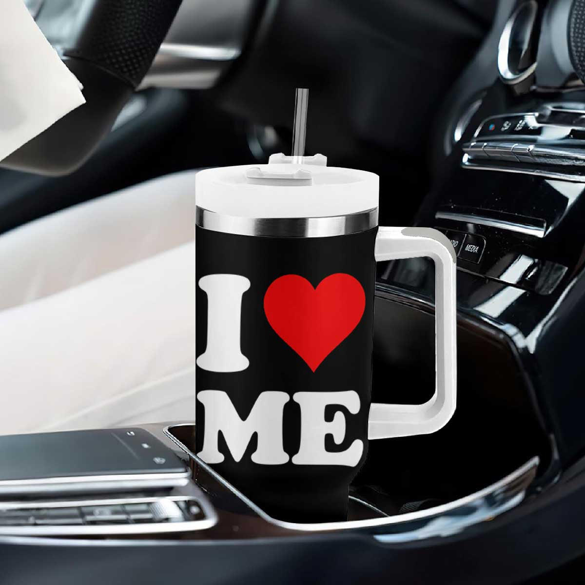 I Love Me Tumbler With Handle Funny Self Love Heart Positive Vibes TS10 Print Your Wear