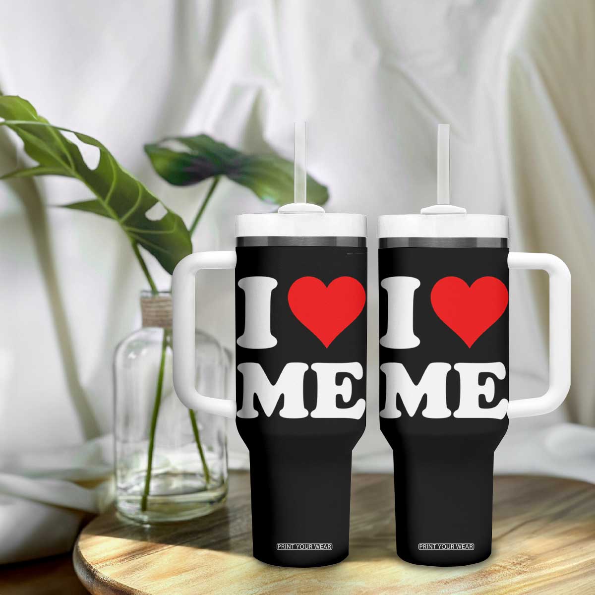 I Love Me Tumbler With Handle Funny Self Love Heart Positive Vibes TS10 Print Your Wear