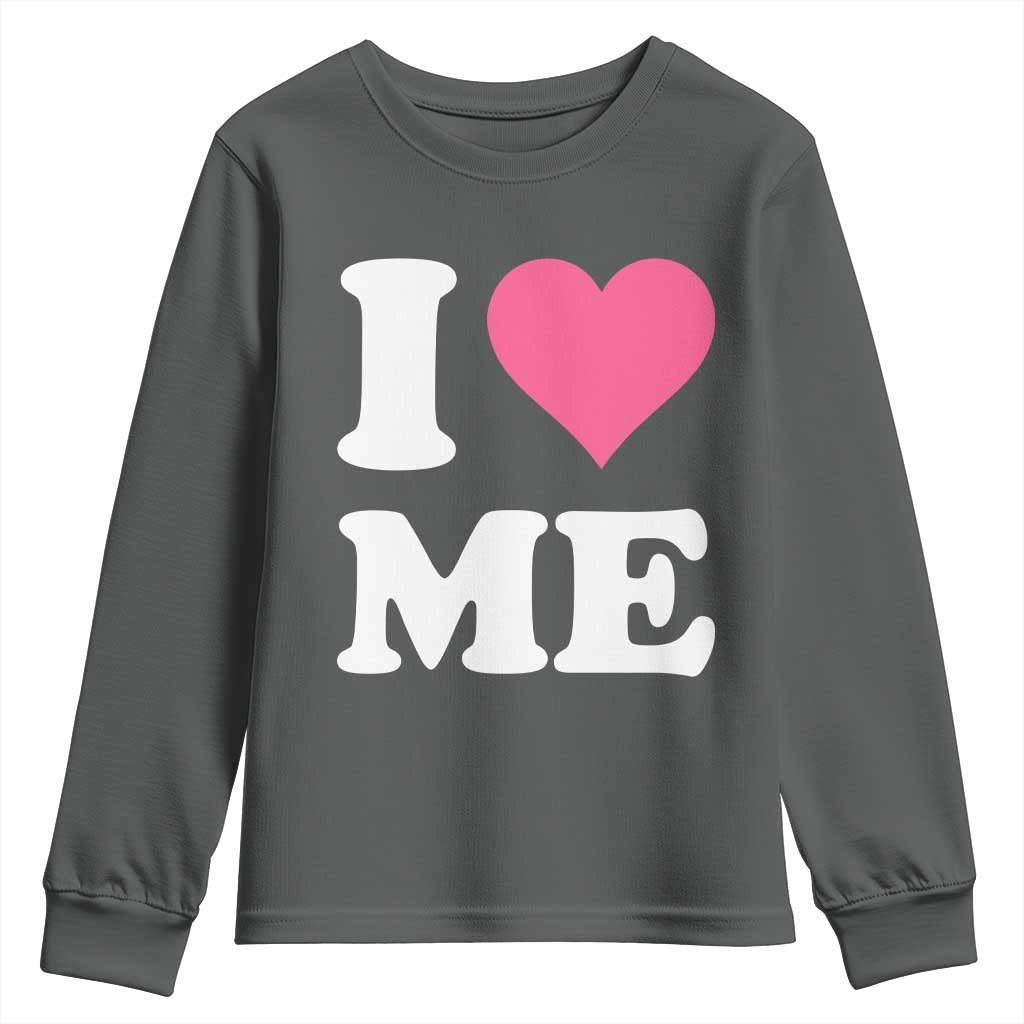 I Love Me Youth Sweatshirt Funny Self Love Pink Heart Positive Vibes TS10 Dark Heather Print Your Wear