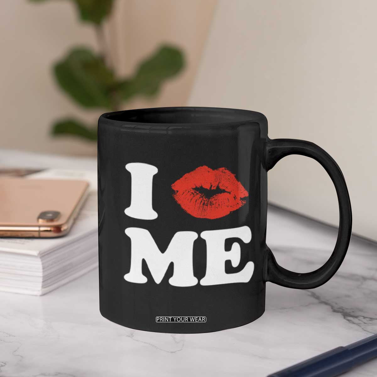 I Love ME Coffee Mug Sexy Lips Red Lipstick Kiss Self Love TS10 Print Your Wear
