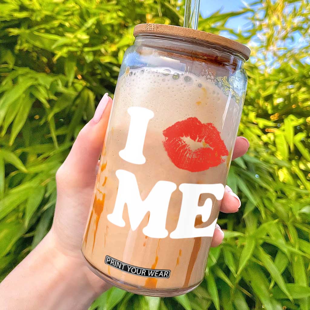 I Love ME Glass Can Sexy Lips Red Lipstick Kiss Self Love TS10 Black Print Your Wear