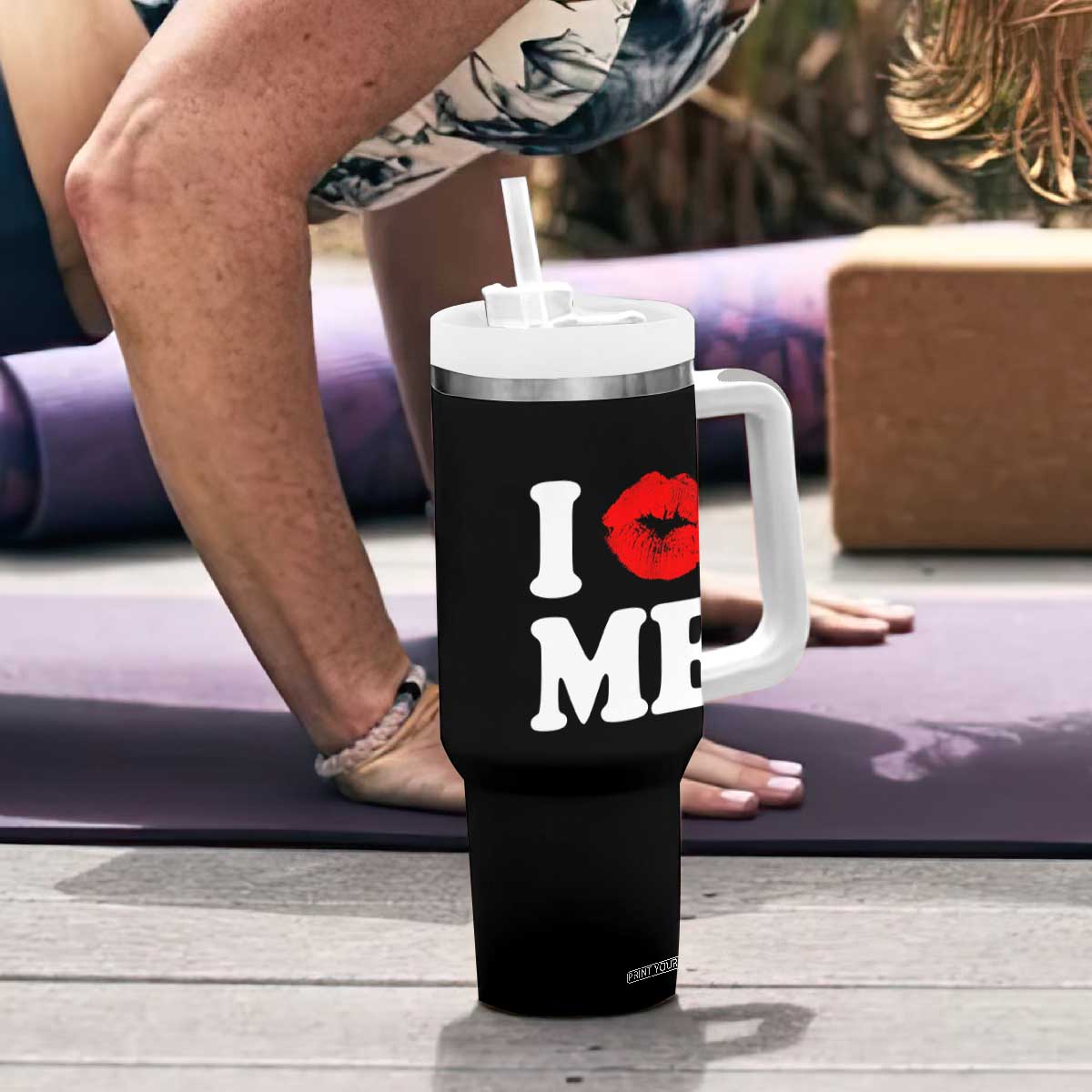 I Love ME Tumbler With Handle Sexy Lips Red Lipstick Kiss Self Love TS10 Print Your Wear
