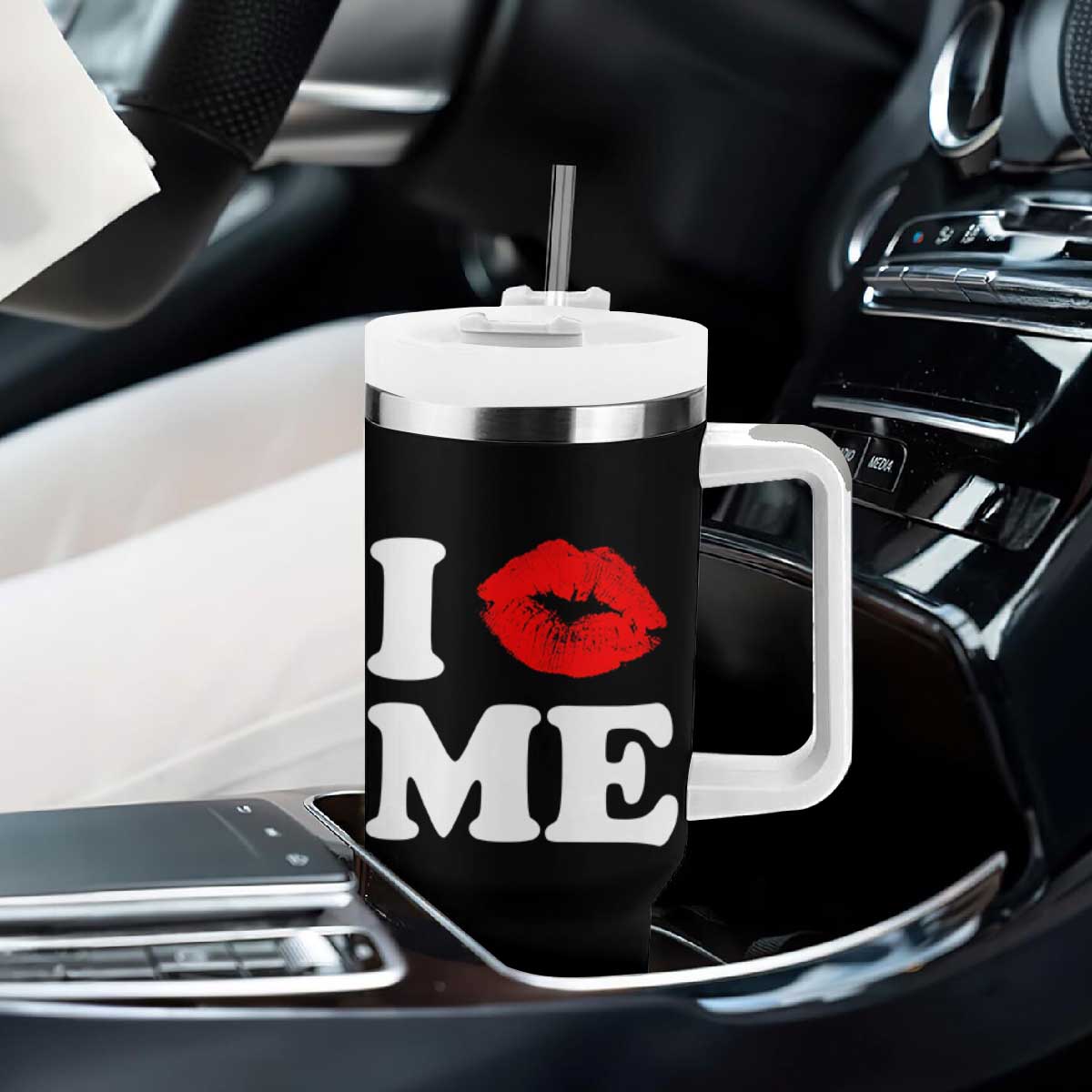 I Love ME Tumbler With Handle Sexy Lips Red Lipstick Kiss Self Love TS10 Print Your Wear