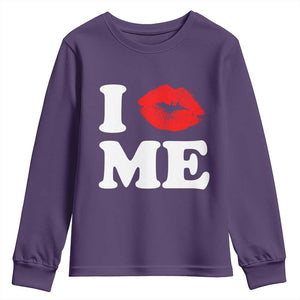 I Love ME Youth Sweatshirt Sexy Lips Red Lipstick Kiss Self Love TS10 Purple Print Your Wear