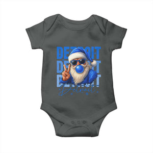 Detroit Football Christmas Baby Onesie Santa Retro Lions Fan TS10 Dark Heather Print Your Wear