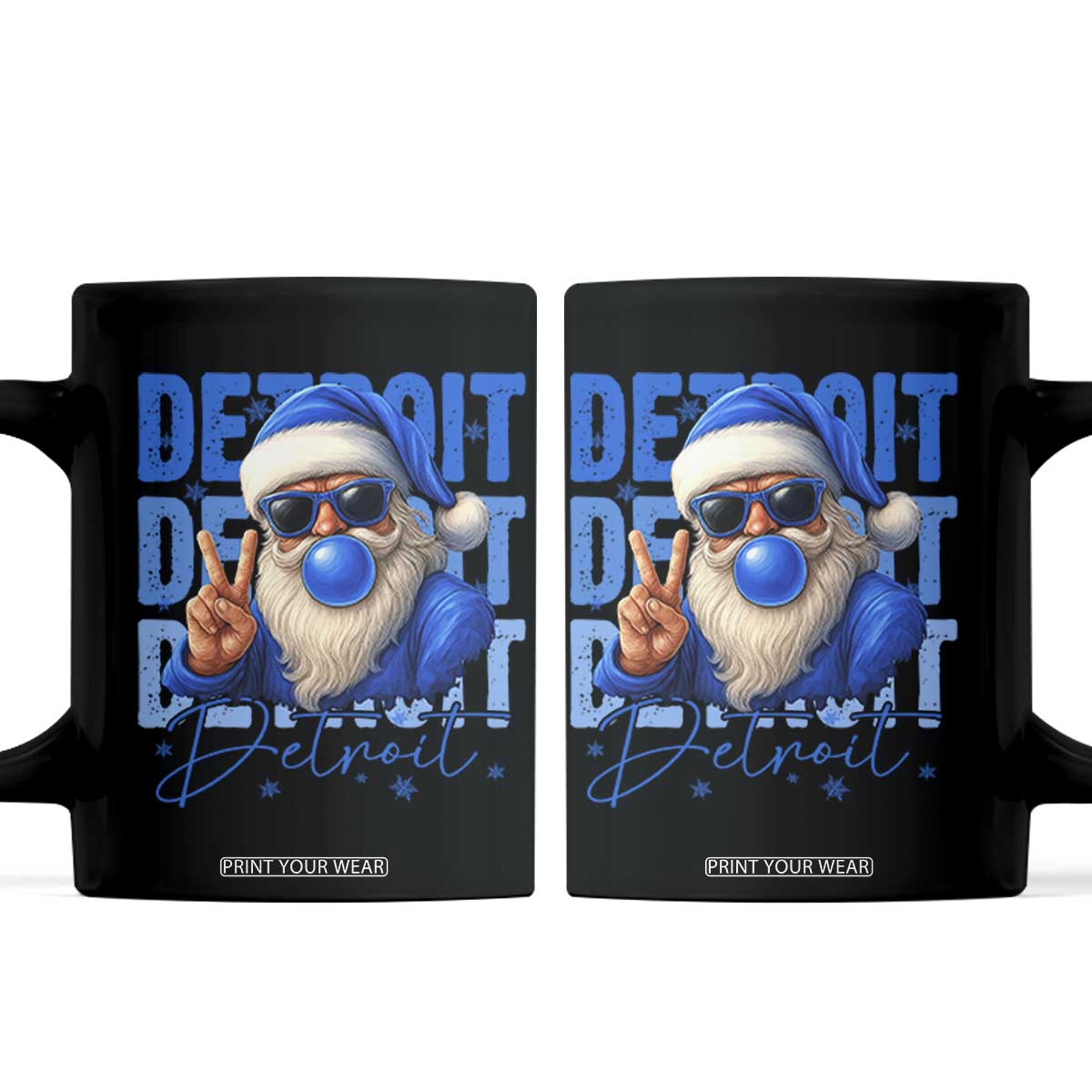 Detroit Football Christmas Coffee Mug Santa Retro Lions Fan TS10 Black Print Your Wear