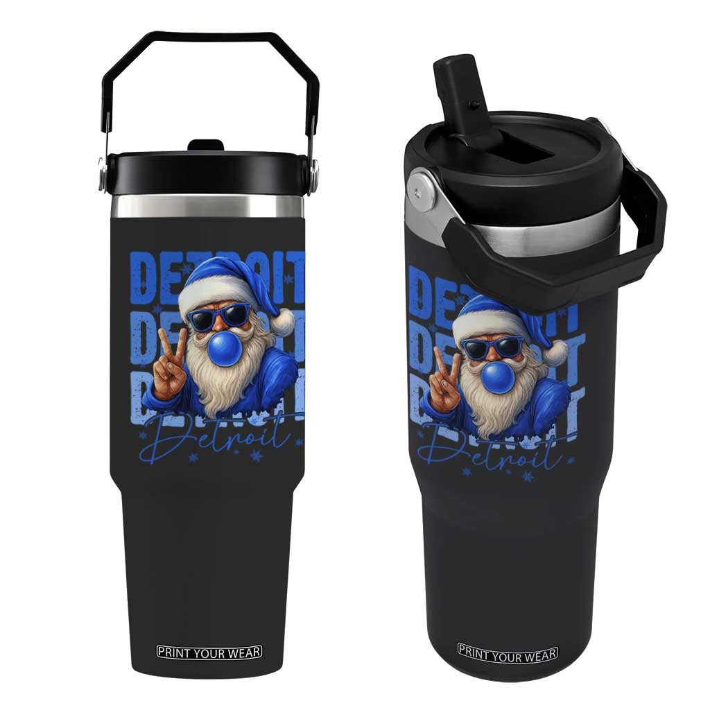 Detroit Football Christmas Flip Straw Tumbler Santa Retro Lions Fan TS10 One Size: 30 oz Black Print Your Wear