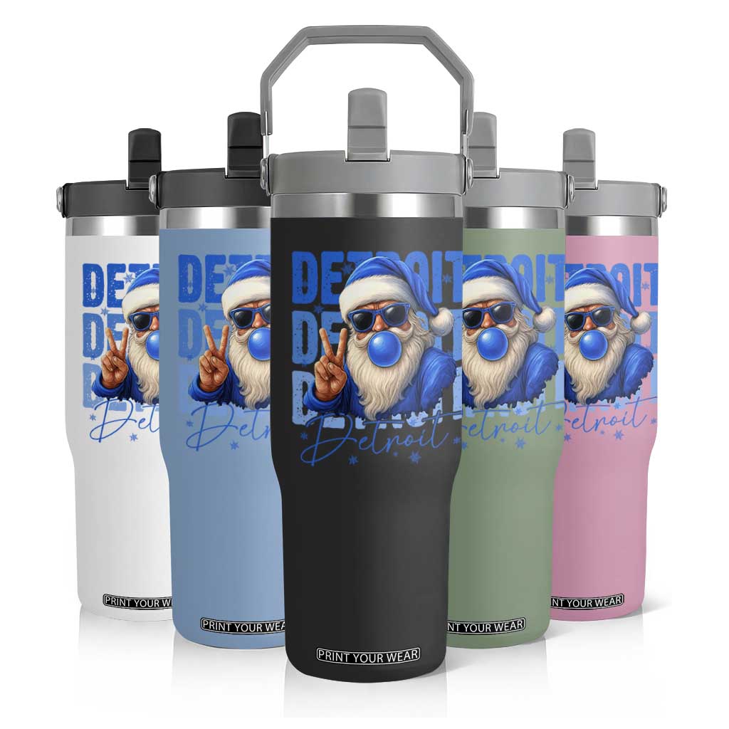 Detroit Football Christmas Flip Straw Tumbler Santa Retro Lions Fan TS10 Print Your Wear