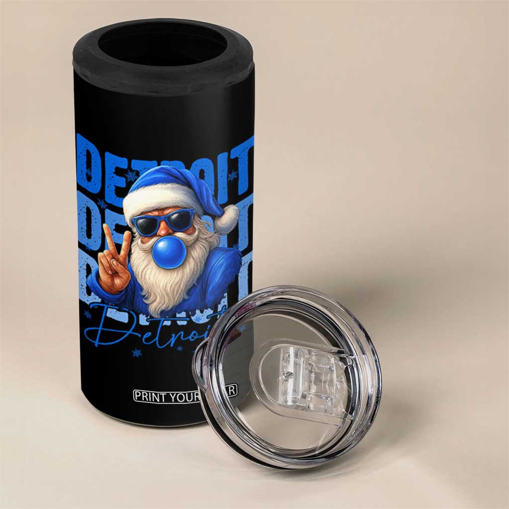 Detroit Football Christmas 4 in 1 Can Cooler Tumbler Santa Retro Lions Fan TS10 Print Your Wear