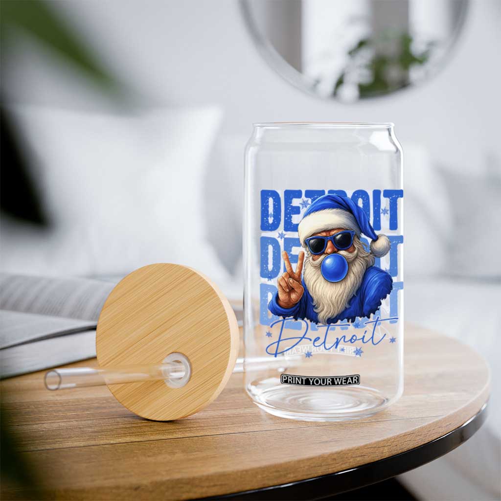Detroit Football Christmas Glass Can Santa Retro Lions Fan TS10 Print Your Wear