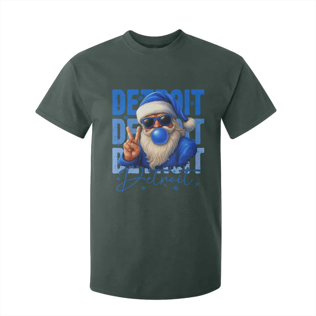 Detroit Football Christmas T Shirt For Kid Santa Retro Lions Fan TS10 Dark Forest Green Print Your Wear